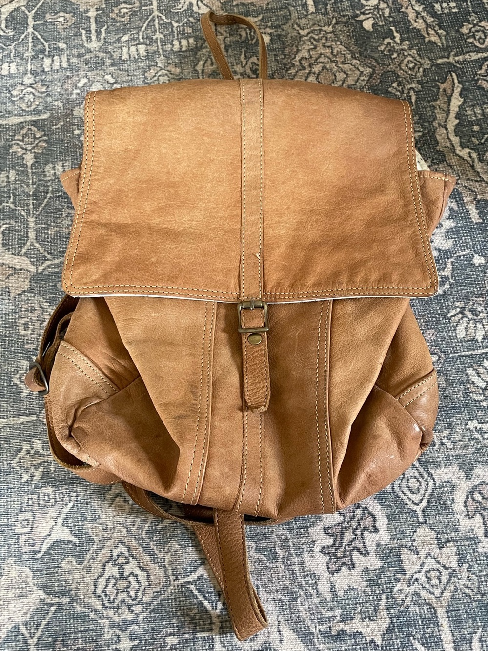 Camel Colored Leather Backpack Purse by Myra Bag